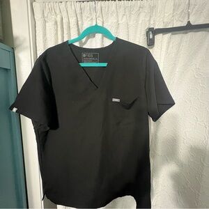 FIGS  3 Black V-Neck scrub tops, 1pair joggers